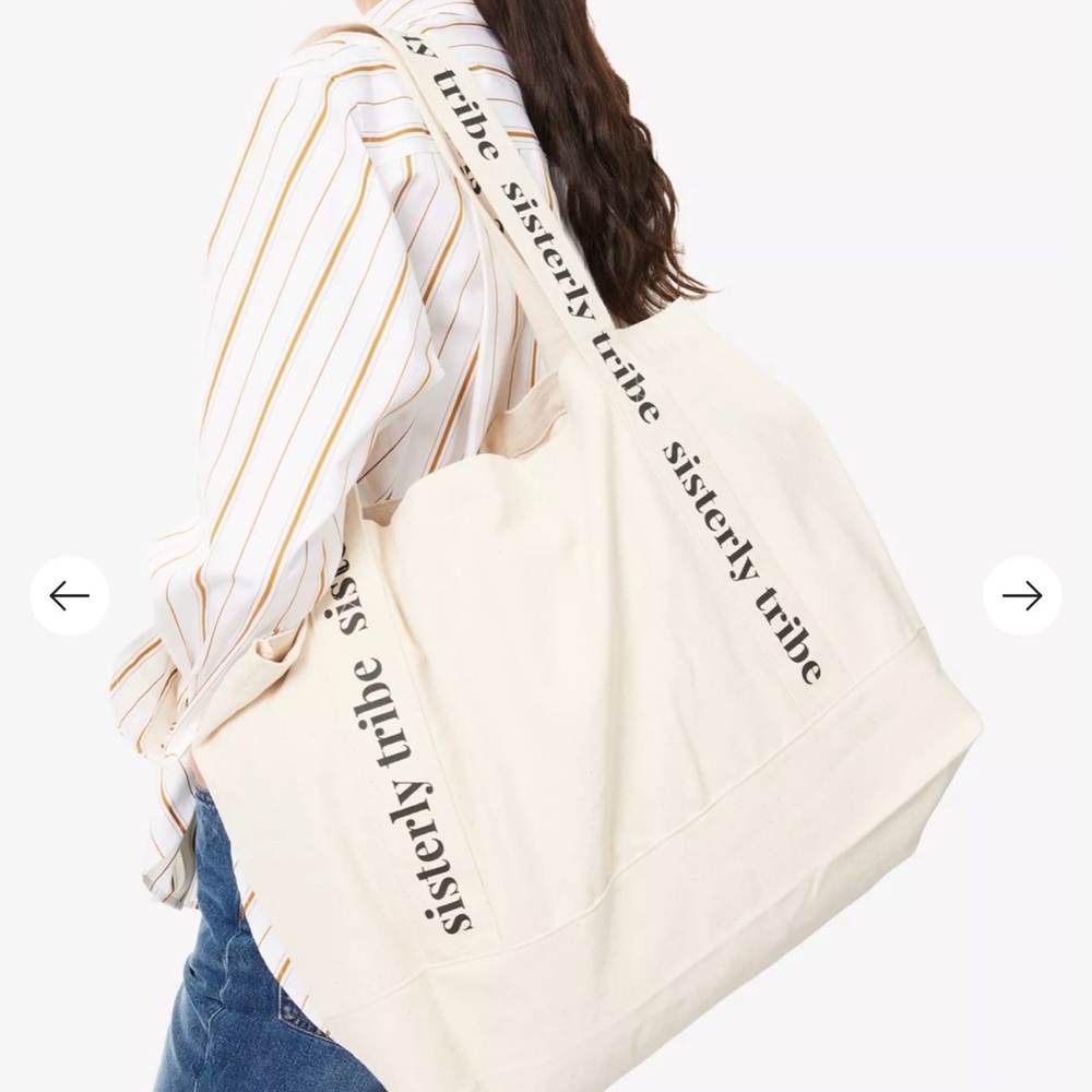 Sisterly Tribe Everyday Tote Bag 100% Cotton Large Capacity NWT